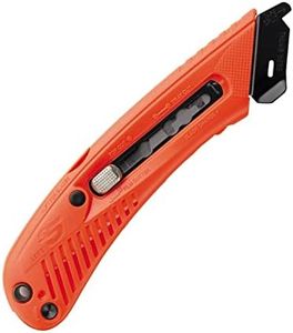 Pacific Handy Cutter S5L Safety Cutter, Left Handed Retractable Utility Knife, Ergonomic Film Cutter, Bladeless Tape Splitter, Steel Guard, Safety, Damage Protection, Warehouse & In-Store Cutting, Red