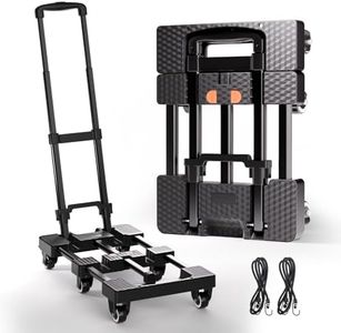 Voipvvii Folding Hand Truck 500lbs Heavy Duty Portable - 6 Wheels Collapsible Design with 2 Elastic Ropes, Lightweight 6.5lbs for Travel, Moving & Storage