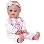ADORA Soft & Cuddly Sweet Baby Girl, Amazon Exclusive 11” Adorable Baby Doll with Bright Blue Eyes and Blonde Painted Hair, Includes Headband and Pink Stripe Onesie