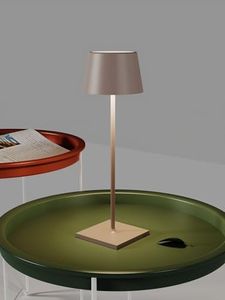 MU LIN Lampada da Tavolo 841 Touch Cordless - Lampada Interno e esterno, Dimmerabile, Ricaricabile USB, Portatile, 3000K-4500K-6500K, Lungo Durata, Luce fredda e calda (Tortora)