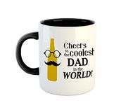 ASHVAH Cheers to The Coolest DAD in The World Coffee Mug - Best Gift for PAPA, Daddy, Father on Birthday, Fathers Day, Anniversary - Black