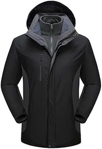 Winter Warm Coat, 3-in-1 Ski Jacket, Men's and Women's Waterproof and Windproof Hooded Thickened Outdoor Sports Cold-proof Jacket, Detachable Plus Fleece Liner E,XXXL