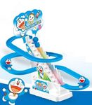 Brand Conquer Doremon Slide Toy Set, Funny Automatic Stair-Climbing Doremon Cartoon Race Track Set Little Lovely Doremon Slide Toy Escalator Toy with Lights and Music (Doremon Track Set)