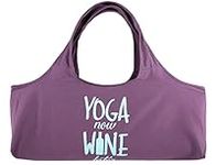 Wild Essentials Yoga Bag Yoga Now Wine Later Exercise tote, large mat carrier with shoulder strap and inside pocket, fits most yoga mats, Rugged 10 ounce, recycled cotton canvas