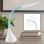 OttLite LED Desk Lamp with Adjustable Neck, Creative Curves (White/Turquoise) - 2.1A USB Charging Port, 4 Dimmable Brightness Settings, Energy-Efficient Natural Daylight LEDs for Home & Office