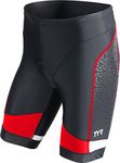 TYR Sport Men's Sport Competitor 9-Inch Tri Compression Shorts (Black/Red, X-Small)