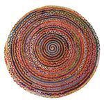 Small Round Rug Chindi Jute Hand Woven 36 Inch - 3 ft Multicolor Boho Pure Cotton Braided Recycled Bath Outdoor Area Rugs for Home Living Bedroom Decor Circle Patio Rugs