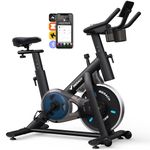 MERACH Exercise Bike, Stationary Bike with Exclusive App, Low Noise Indoor Cycling Bike with LCD Monitor and Comfortable Seat, Fitness for Home Cardio Workouts, 122kg Weight Capacity