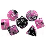 Chessex Chx26430 Dice - Gemini: 7pc Black-Pink/White, Black/Pink/White