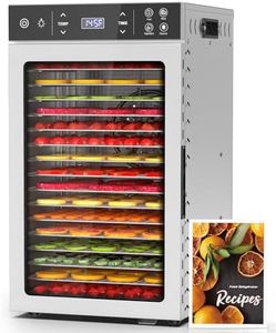 HOPERAN Food Dehydrator Stainless Steel - 800W Electric Dehydrator Machine with 4 Presets, Adjustable Timer, Temperature Control, Digital Food Dryer for Herb, Dog Treats,Meats & Veggies (16 Trays)