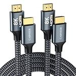 8K HDMI Cable 4ft 2 Pack, CABNEER 48Gbps Ultra High Speed HDMI 2.1 Cable, HDMI Cord 8K @ 60Hz 4K @ 120Hz eARC HDCP 2.2&2.3 HDR Dolby Atmos Compatible with HDTV, Laptop, Xbox, PS5 Switch