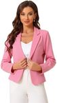 Allegra K Business Blazer for Women's Open Front Office Casual Work Crop Suit Jacket Dark Pink Medium