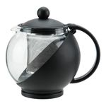 Winco GTP-25, 25 Oz 6 X 4-3/4 X 5-1/2-Inches Glass and Plastic Tea Pot, Teapot with Infuser, Carafe