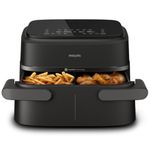 Philips Dual Basket Airfryer 1000 Series - 7.1L Mega Draw or Dual 3.5L+3.5L cooking zone, RapidAir Technology, 10 Cooking Functions, 90% Less Fat, Compact Design, (NA154/09)