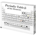 weiship Periodic Table with Real Elements Inside, 6x4.5x1inch Acrylic Periodic Table Display with 83 Real Elements Samples Craft Decoration Teaching Tool Present for Kid, Students, Teacher, Science