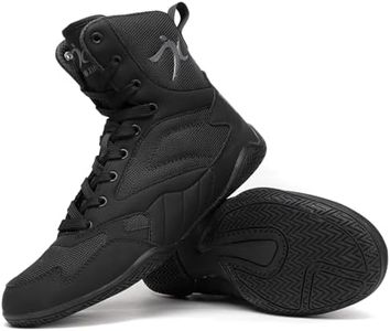 Mavonexa Men's Wrestling Shoes Men Boxing Shoes High Top Fitness Weightlifting Powerlifting Shoes Zero Drop(Black 9)