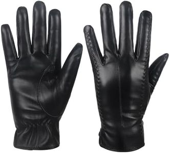 Yicorgard Women Leather Gloves Winter Driving Touchscreen PU Leather Gloves, Warm Fleece Lined Motorcycle Gloves