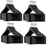 STAR WORK Solid Wood 360 Degree Swivel Chrome Garment Hangers With Non Slip Bar And Precisely Cut Notches Black Wooden Hanger (70 Count)