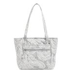 Vera Bradley Women's Performance Twill Small Vera Tote Bag Handbag, Cloud Gray Paisley