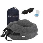 PROMUN Super Soft Head and Neck Support Travel Pillow, Premium Memory Foam U Shape Pillow with Small Bag-Dark Gray