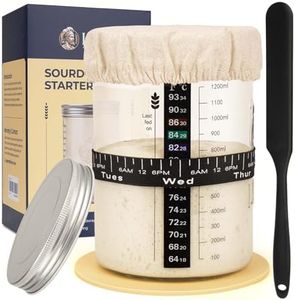 Lorzon Sourdough Starter Jar Kit - 47 oz Large Wide Mouth Bread Starter Jar with Feeding Tracking Band, Silicone Spatula, Sourdough Bread Baking Supplies