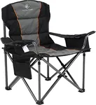 ALPHA CAMP Oversized Camping Folding Chair Heavy Duty Camping Chair Support 450 LBS Padded Camping Chair for Adults with Carry Bag and Cooler Bag Portable for Outdoor(Black)