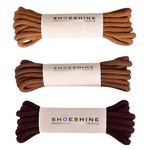 SHOESHINE Round Shoe Lace Pack of 3 Pairs Boot Shoelaces for Trekking, Hiking, Safety Shoes & Boot