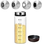 Verdental 10 oz Salt and Pepper Shakers with Adjustable Outlet Holes Clear Glass Shaker Bottles Spice Seasoning Cans for Kitchen Decor Home Restaurant BBQ Camping Farmhouse Kitchen Accessories (300ml)