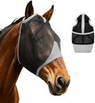 Hilltown Fly Masks for Horses Without Ears - Breathable Mesh, Large Eye Space, UV-Block, Built to Last, Comfort Fit - Horse Fly Mask for Grazing, Hot Weather Riding & Daily Use - X-Full, Grey