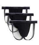 2(x)ist Men's 3-Pack Stretch Core Jock Strap, Black/Black/Black, Medium