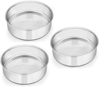 E-far 6 Inch Cake Pan Set of 3, Stainless Steel Round Smash Cake Baking Pans Tins, Non-Toxic & Healthy, Mirror Finish & Dishwasher Safe