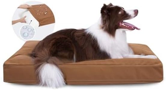 Miguel Canvas Dog Bed Durable Waterproof with Washable Removable Cover, 14 Ounce Canvas Wipeable Easy to Clean Indoor Outdoor Dog Pillow for Medium Large Dogs, All weather Pet Pad, Caramel 102 CM