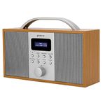 Groov-e Boston Wooden DAB & FM Digital Radio - Built-In Alarm Clock, Dynamic Range Control & Bluetooth Connectivity - LCD Display - Mains or Battery Operated - Portable Radio - 40 Preset Stations