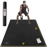 CAMBIVO Extra Large Exercise Mat-6'x4'x7mm(1/4 inch), Shoes Friendly, Extra Thick Workout Mats for Treadmill, Exercise, Home Gym Flooring, Jump Rope, High Density Durable Wide Cardio Mat, Ideal for Plyo, MMA, Stretch, Fitness (183cm x 122cm x 7mm) (Black)