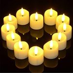 Electric Tea Lights Candles with Timer, Ymenow Set of 12 Battery Operated LED Flameless Candles Flickering for Halloween Christmas Party Decorations Holiday Home Decor - Warm White
