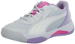 PUMA Women's Nova Court Pickleball Shoe Sneaker, Silver Mist-puma White-Vivid Violet, 8