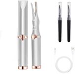 Heated Eyelash Curler for Women,Electric Eyelash Curler with 2Pcs Brush, USB Rechargeable Heated Lash Curler for Long-Lasting Shaping (White)