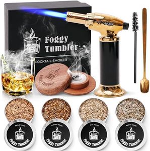 Cocktail Smoker Kit with Torch and Four Wood Chips - Old Fashioned Drink Smoker Infuser Kit for Bourbon and Whiskey, Whiskey Smoker Kit, Gift for Men, Boyfriend, Husband, Dad (No Butane) (Sapele Wood)