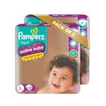 Pampers Active Baby Taped Diapers, Large size diapers, (LG) 50 count, taped style custom fit (Pack of 2)