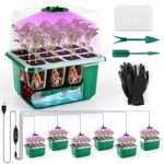 Kalolary Self-Watering Seedling Starter Trays, 6 Packs Seed Starter Trays with Grow Lights Adjustable Humidity Dome 72-Cell Plastic Plant Trays Germination for Indoor Garden Seed Growing (Green)