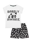 Girls Barely Awake Panda Short Pyjamas Black and White 7 to 16 Years (11-12 Years)