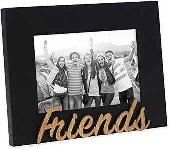 Isaac Jacobs Black Wood Sentiments “Friends” Picture Frame, 4x6 inch, Photo Gift for Friend, Display on Tabletop, Desk (Black, 4x6)