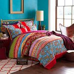 Lanqinglv Bohemian Duvet Cover Set King Size Boho Printed Bedding Set Kingsize Microfiber Indian Quilt Covers With Zipper Closure and 2 Pillowcases 50x75cn (Q,K)