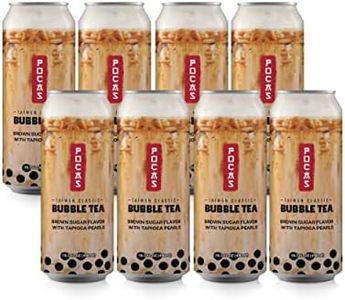 Pocas Bubble Tea with Tapioca Pearls, Brown Sugar (Pack of 8, 16.5 oz), Asian Drinks, Refreshing Milk Tea with Boba Pearls