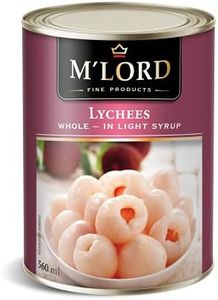 M'Lord Whole Lychees, In Light Syrup, Canned Fruit, Perfect for Snacks or Dessert, 560ml