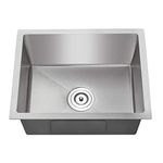 TSIBOMU 23 inch Undermount Kitchen Sink, 23x16 Inch Single Bowl Kitchen Sinks, 18 Gauge Stainless Steel 9 Inch Deep Sink Handmade Kitchen Sink, Brushed Nickel