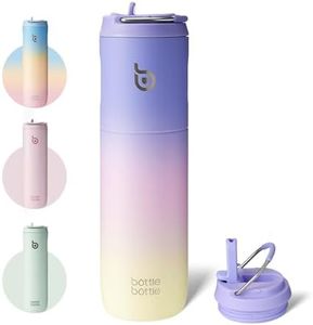 Bottle Bottle Insulated Water Bottle 24oz with Straw Lid and Handle for Sports Travel Gym Stainless Steel Water Bottles Double-Wall Vacuum Metal Thermos Bottles Leak Proof BPA-Free (purplepinkyellow)