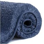 Non Slip Bath Mat Thickened Bath Rug for Bathroom Absorbent Ultra Soft Bathroom Mat Rug Fluffy Microfiber Bedside Rug Carpet Floor Mat, Quick-drying, Machine Washable - 50 x 80cm (Navy Blue)