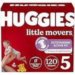 HUGGIES Diapers Size 5 - Huggies Little Movers Disposable Baby HUGGIES Diapers, 120ct, One Month Supply