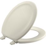 KOHLER K-4648-47 Stonewood Molded-Wood with Color-Matched Plastic Hinges Round-Front Toilet Seat, Almond